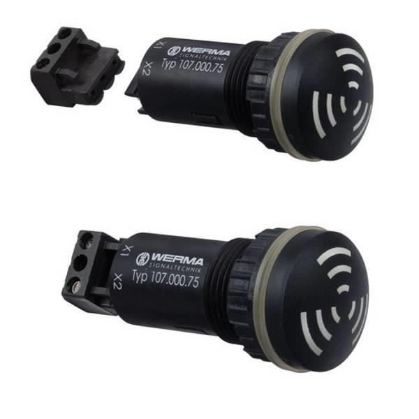 107.000.75 Werma  Buzzer 107  24vDC/AC Continuous Tone 80dB(A)@10cm IP65 øM22,5 Panel Mount